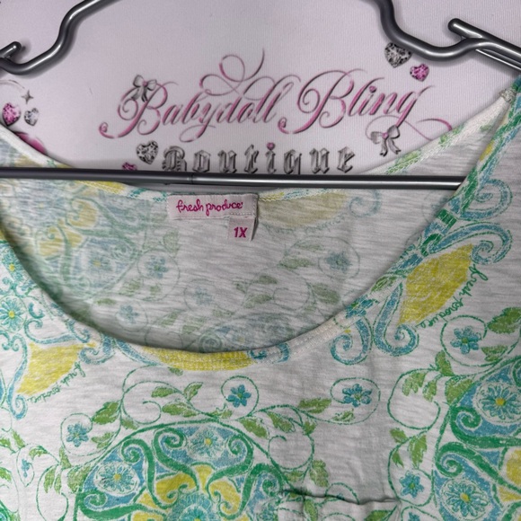 Fresh produce top asymmetrical fairy hem bottom paisley boho neon blue green - Picture 5 of 12